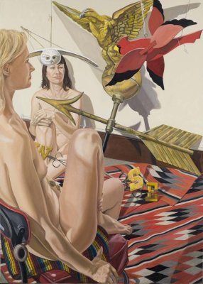 Philip Pearlstein, Two Models, Owl, Cardinal, Eagle Weathervane, 2008