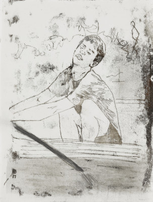 Hernan Bas, At the Helm (Study for Suicide Sunday), 2017
