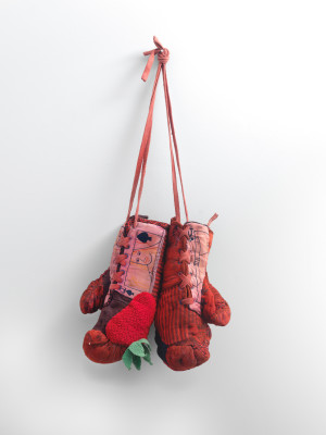 Christian Holstad, Boxing gloves (handwork strawberry), 2020-21