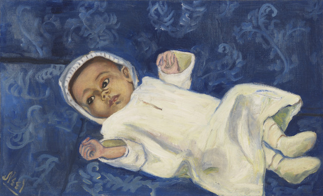 Alice Neel, Baby on Blue Sofa, 1939- 1940