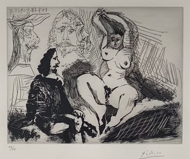 Pablo Picasso, Homme Assis Auprès d'une Femme Coiffant, 1968
