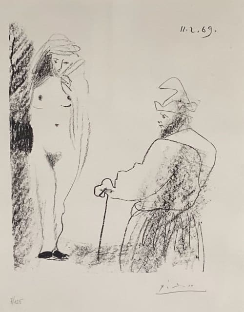 Pablo Picasso, Femme Nue et Homme a la Canne, 1969
