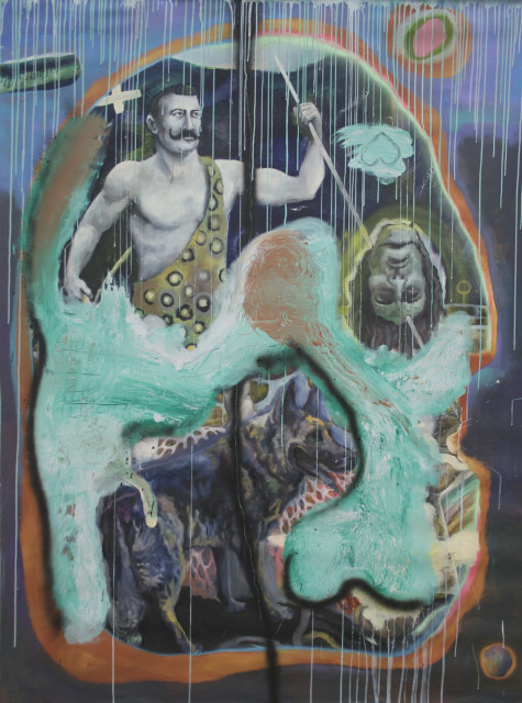 Philip Mueller Hercules just killed Beethoven, 2013 Oil, acrylic and lacquer on canvas 210 x 140 cm 83 x 55 in