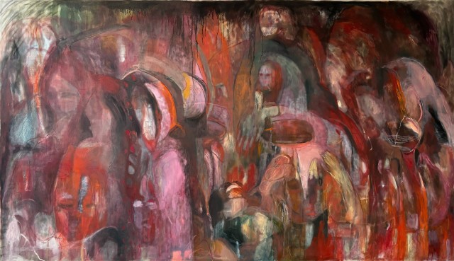 Nour Malas Evil is Banal, 2024 Oil on canvas 137 x 236 cm 55 x 92 in