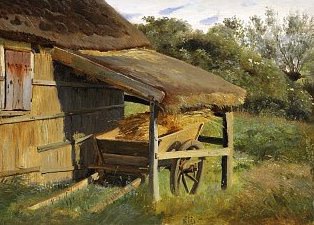 Johan Thomas Lundbye (1818-48), A farm with a hay cart, 1843, oil on paper on canvas, 24,1 x 33,5 cm, Fondation Custodia Paris
