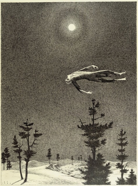 Franz Sedlacek (1891-1945), Apparition above the trees, 1932, pen and ink on paper, 55 x 43,2 cm, Landes-Kultur GmbH, Land Oberösterreich