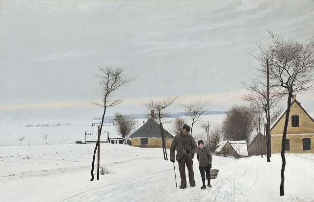 Laurits Andersen Ring (1854-1933), Misty winter's day in Vinderøda, 1901, oil on canvas, 77 x 118,5 cm, Fuglsang Kunstmuseum