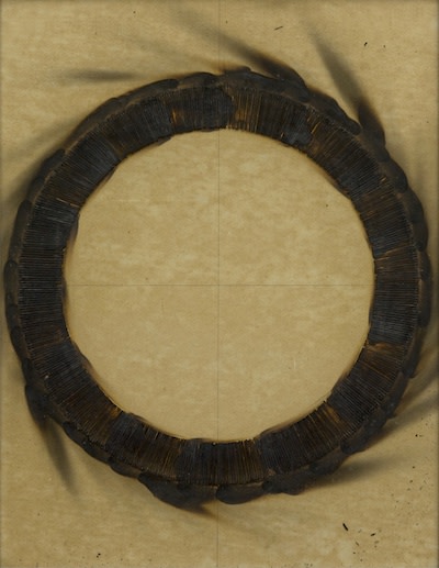 Bernard Aubertin 1973 Dessin De Feu Circulaire 65X50Cm Burnt Matched On Cardboard