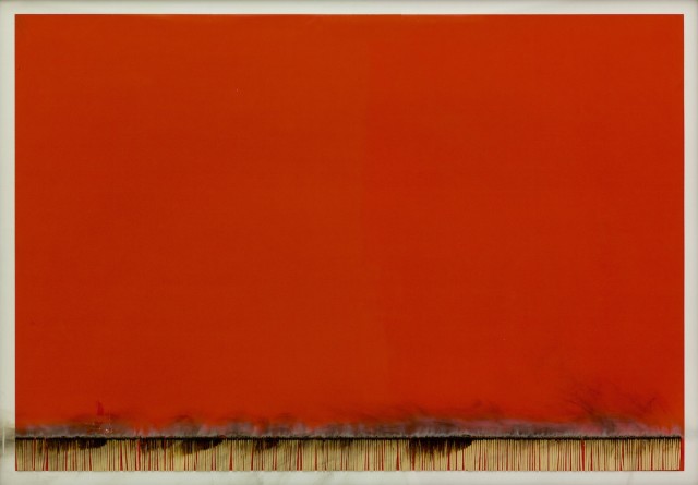 Bernard Aubertin, 1974, Dessin de Feu, 70x100cm, acrylic and burnt matches on paper