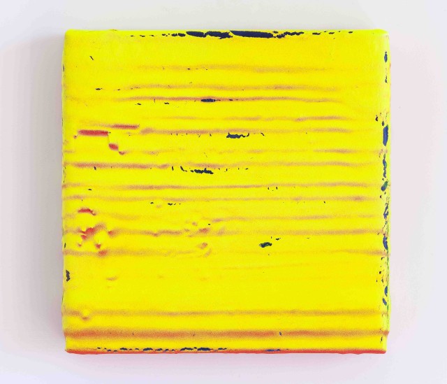 Yello 2016 Acrylic on paper tape on wood 24 x 24cm