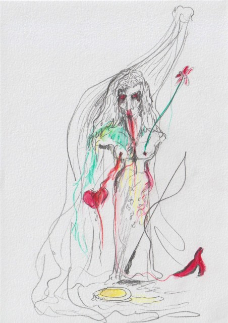 Zoe Williams, Vice's Mistress, 2022, 21x14,8cm, pencil and watercolor on paper Courtesy the Artist, ABC-ARTE, Genova, and Ciaccia Levi Paris-Milan.