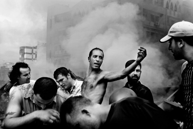 Paolo Pellegrin, Beirut: moments after an Israeli air strike destroyed several buildings in Dahia, August 2006