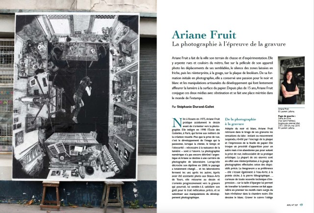 Scène de crime (rue Saint-Mathieu), linogravure, premier état, 270 x 200 cm, mai 2018. © Laurent Lafuma.