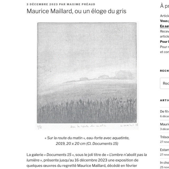 Maurice Maillard, ou un éloge du gris