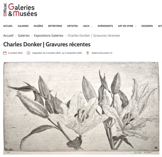 Charles Donker | Gravures récentes, L'OFFICIEL GALERIES & MUSÉES