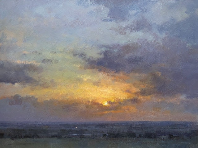 Sunset over the Marshes, oil on canvas, 18 x 24 ins