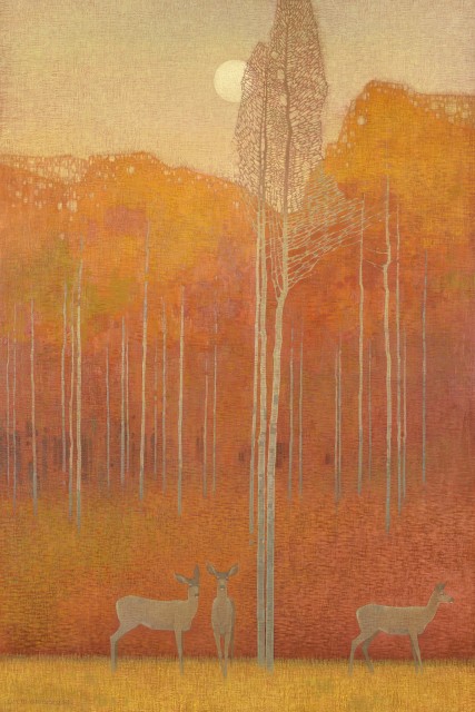 In the Autumn Evening, oil on linen over panel, 152.4 x 101.6cm, by David Grossmann