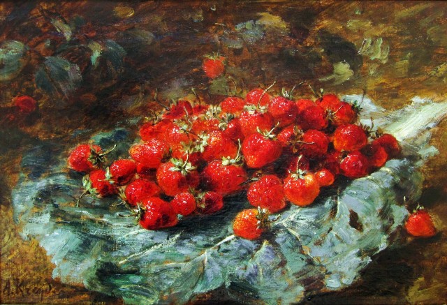 Alexis Kreyder, Cherries and Strawberries: A pair of paintings