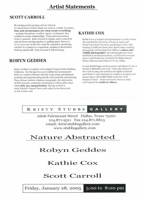Nature Abstracted, Robyn Geddes, Kathie Cox, Scott Carroll