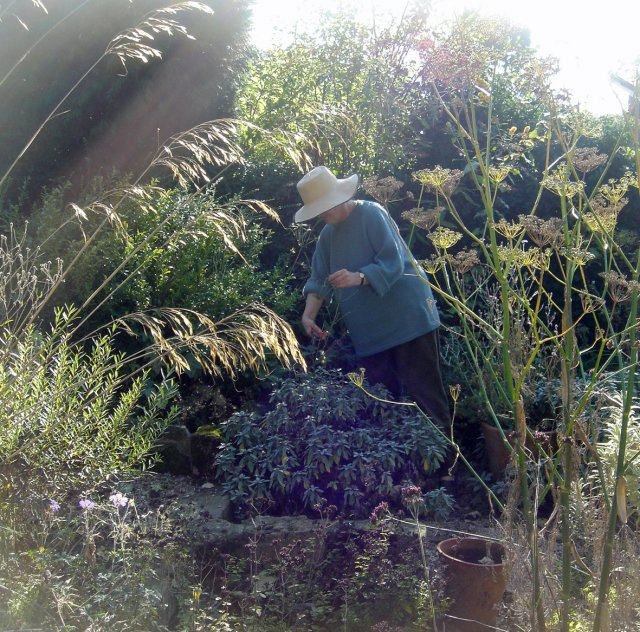 Anna Pugh in her garden