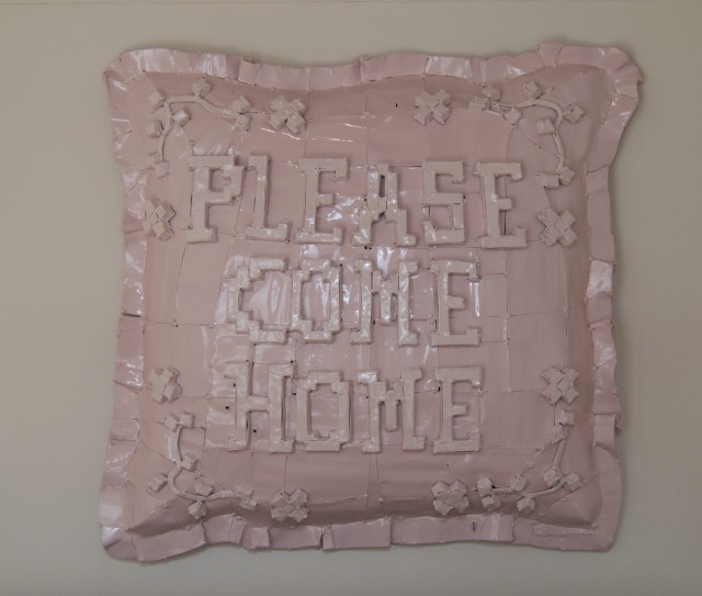 Hannah Kidd Please Come Home, 2017 Steel rod, corrugated iron 840mm x 850mm x 40mm