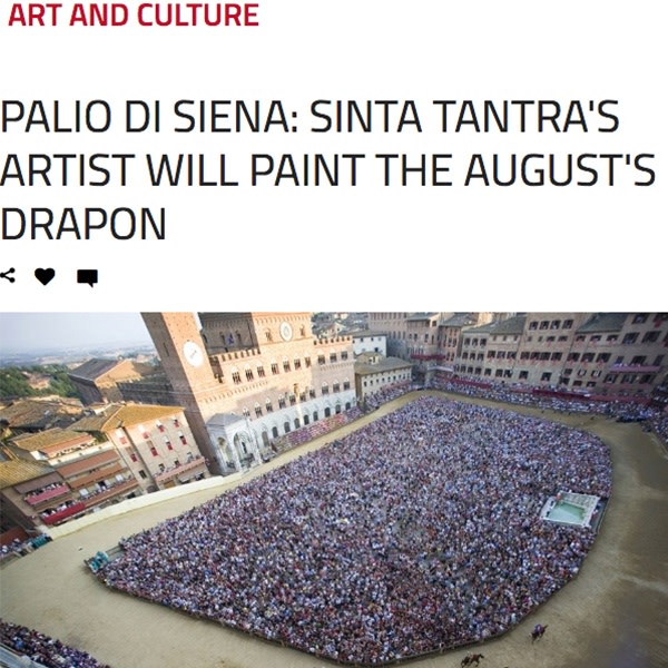 Palio di Siena: L'artista Sinta Tantra dipingera il drappellone di agosto