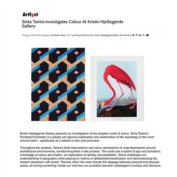 Sinta Tantra Investigates Colour at Kristin Hjellegjerde Gallery