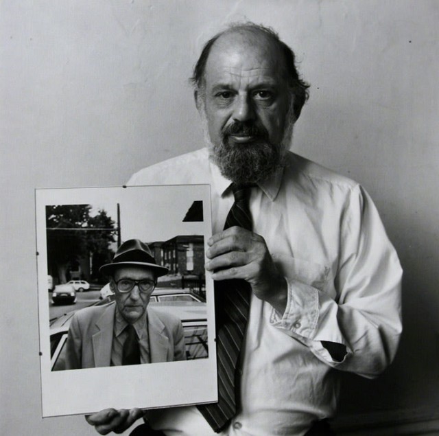 Robert Giard Allen Ginsberg with his own portrait of Burroughs, 1986 Titled, and dated, in pencil, au verso Estate stamp, in ink, au verso, with signature of Jonathan G. Silin Estate Accession #0370e [GLW] Provenance: Direct from the Estate of Robert Giard, New York Printed circa 1986 image on 16 x 20 inch (40.64 x 50.80 cm) Gelatin silver paper 14 1/8 x 14 1/8 in 35.88 x 35.88 cm