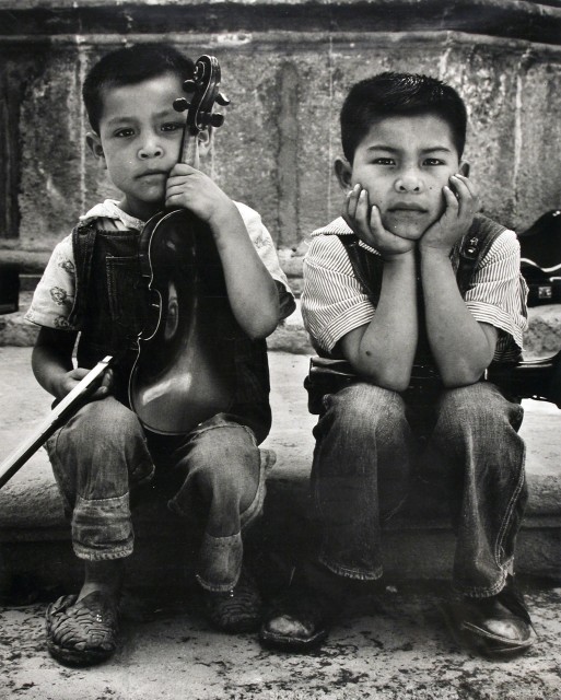 Reva Brooks 1913-2004 Aspirantes a musicos (Pepe & Daniel Aguascalientes) (Aspiring Musicians, Pepe & Daniel Aguascalientes), circa 1955 Signed, in pencil, au verso Dated and editioned with artist stamp, au verso Printed in 1997 Gelatin silver print 9 x 11 ¼ inch (22.86 x 28.58 cm) image 11 x 14 inch (27.94 x 35.56 cm) paper Edition of 25