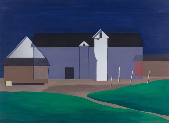 Charles Sheeler (1883-1965) Grey Barns, 1946 Signed and dated at lower right: Sheeler-1946 Tempera on board 14⅝ x 20⅜ inches 37.1 x 51.8 cm SOLD