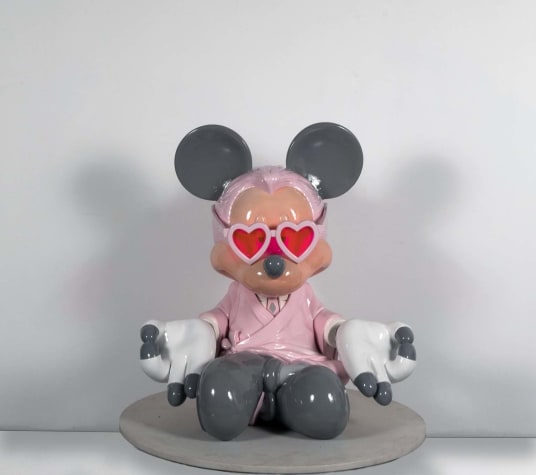 Meditation Mickey Lagerfeld (Large Pink & Grey)