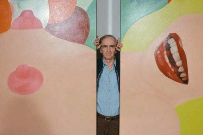 Bob Adelman, Tom Wesselmann with two-panel 1964 painting 