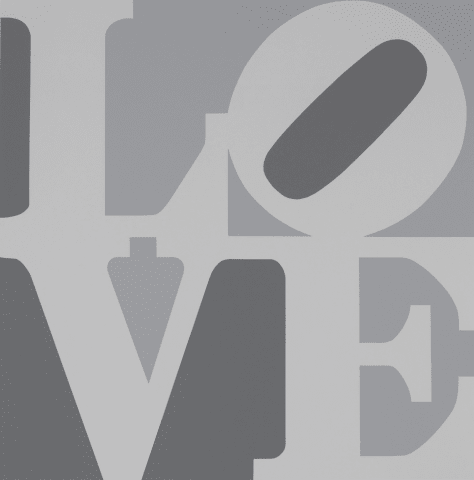 Robert Indiana, Book of Love (From a Portfolio of 12 silkscreen prints and 12 Poems) White/Black/Gray, 1996