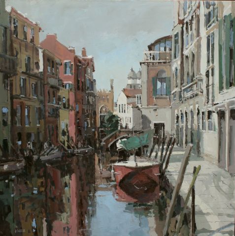 Robert E Wells RBA NEAC, Barge, Venetian Canal , 2020