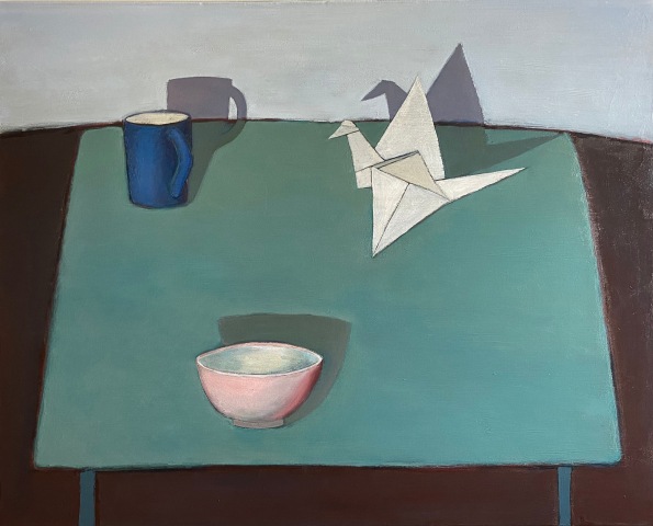 Nigel Sharman, Still Life With Origami Bird and Pink Bowl