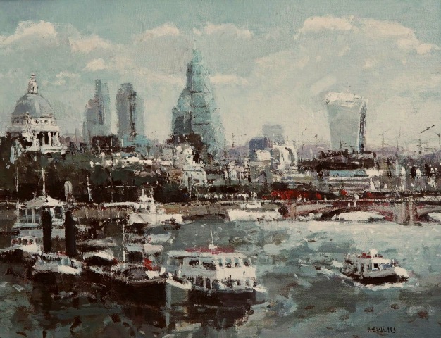 Robert E Wells RBA NEAC, From Waterloo Bridge