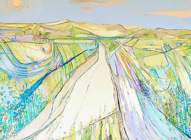 Lesley Munro, Distant Dunes 90 x 120cm Acrylic on Canvas £3950 by Lesley Munro)