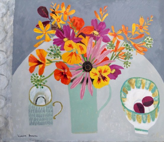 Vanessa Bowman, Garden Flowers in Turquoise Jug