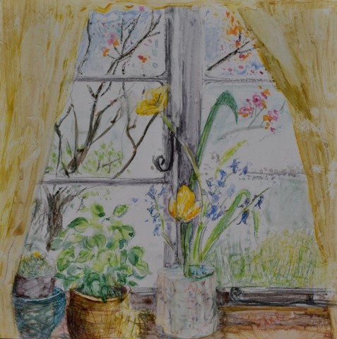 Dorothea Carr, Cottage Window, Tulips and Basil