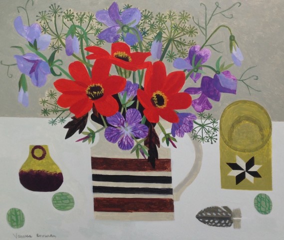 Vanessa Bowman, Red Dahlias and Sweetpeas