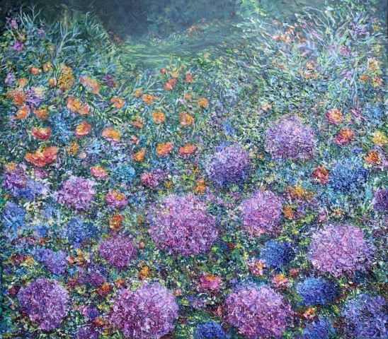 Melony Kara Smirniotis, Hydrangea & Marigold Floral Lush, 2021