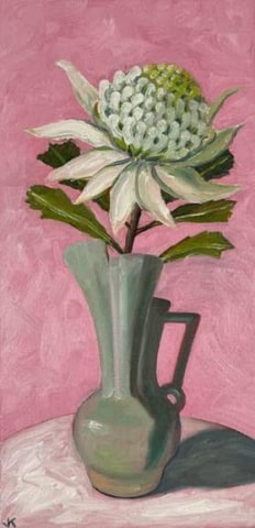 John Klein, White Waratah in Beswick Jug