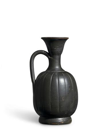 Greek black-glaze ribbed lekythos, South Italian, c.400-300 BC