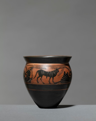 Greek black-figure mastoid cup, Athens, c.490-470 BC, attributed to the workshop of the Haimon Painter
