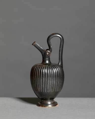 Greek black-glaze ribbed prochous, Athens, c.4th century BC