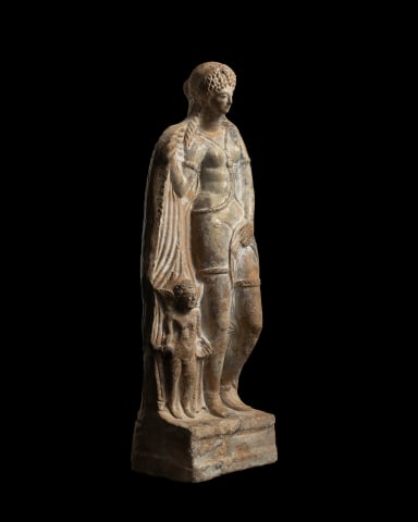 Greek statuette of Aphrodite and Eros, Hellenistic, c.1st century AD