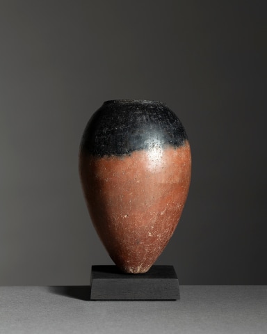 Egyptian black top ovoid jar, Predynastic Period, Naqada I-II, c.3700-3200 BC