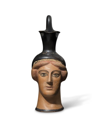 Greek oinochoe as a female head, Athens, c.500-450 BC, attributed to the Basle Class