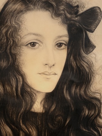 Walter Sauer, Portrait of a young woman with a ribbon in her hair, 1921