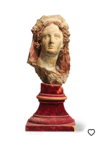 Italo-Etruscan head of a goddess, Hellenistic, 1st half of 3rd century BC
